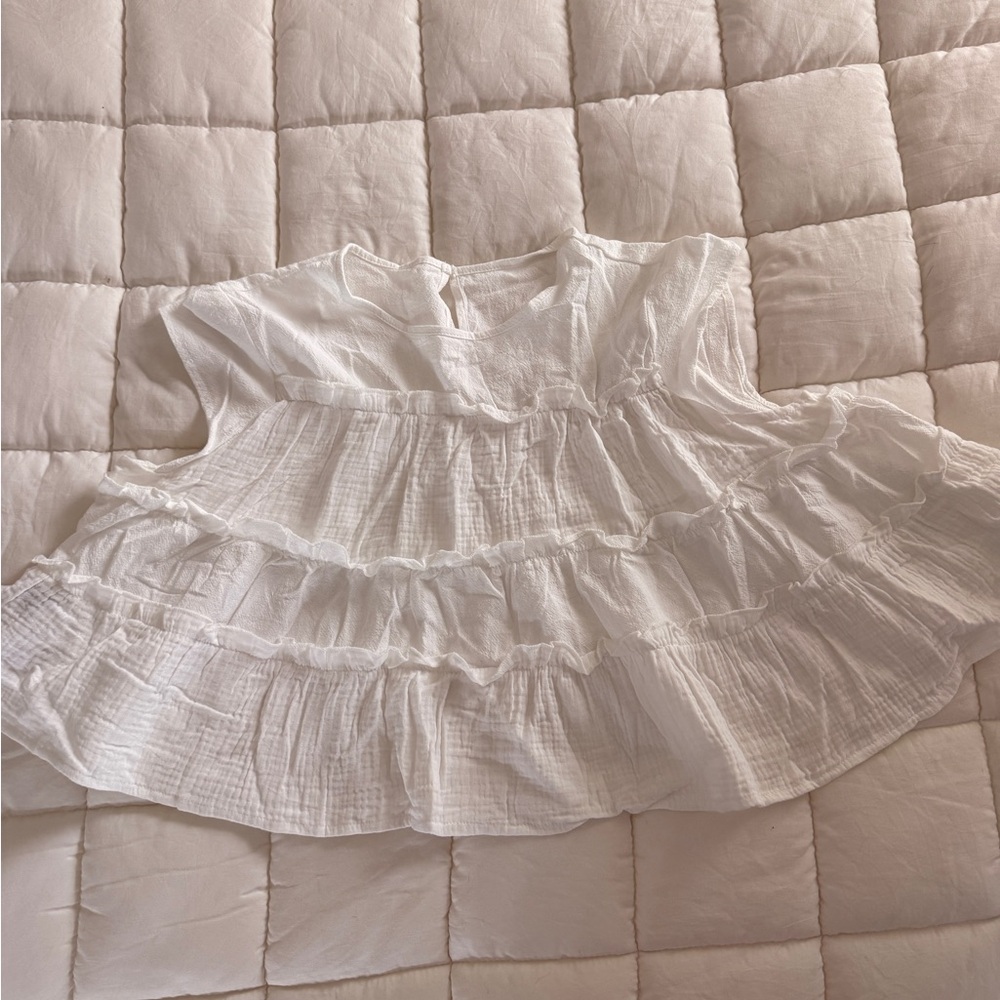 White Ruffled Babydoll Top